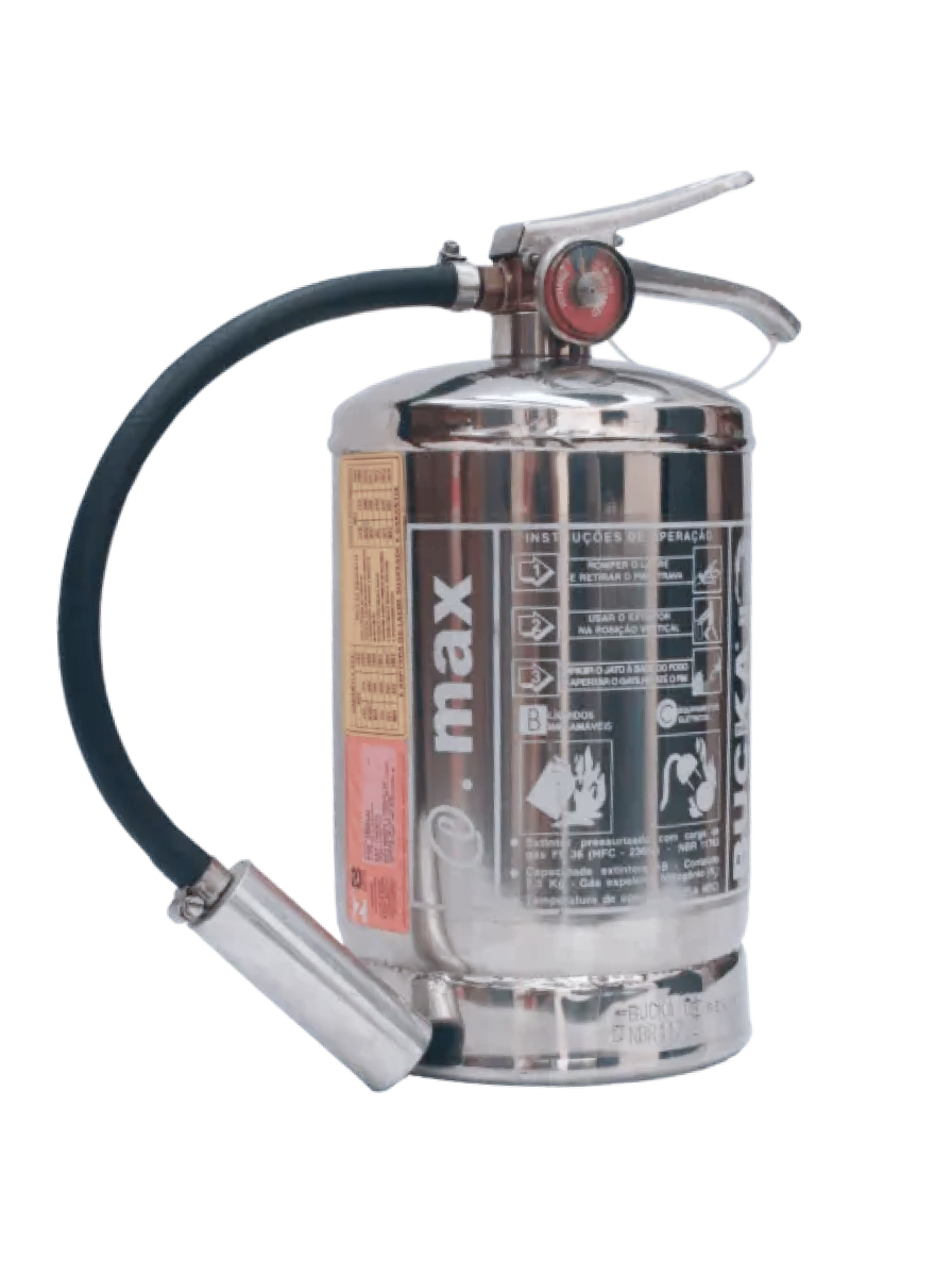 Extintor portátil FE-36 antimagnético em aço inox para salas de ressonância magnética